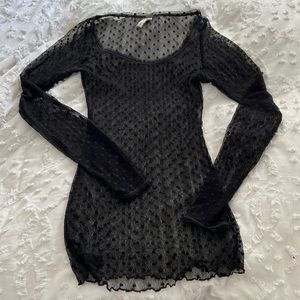 Free People Black Mesh Shirt